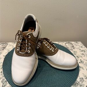 FootJoy Men's White and Brown Golf Shoes
